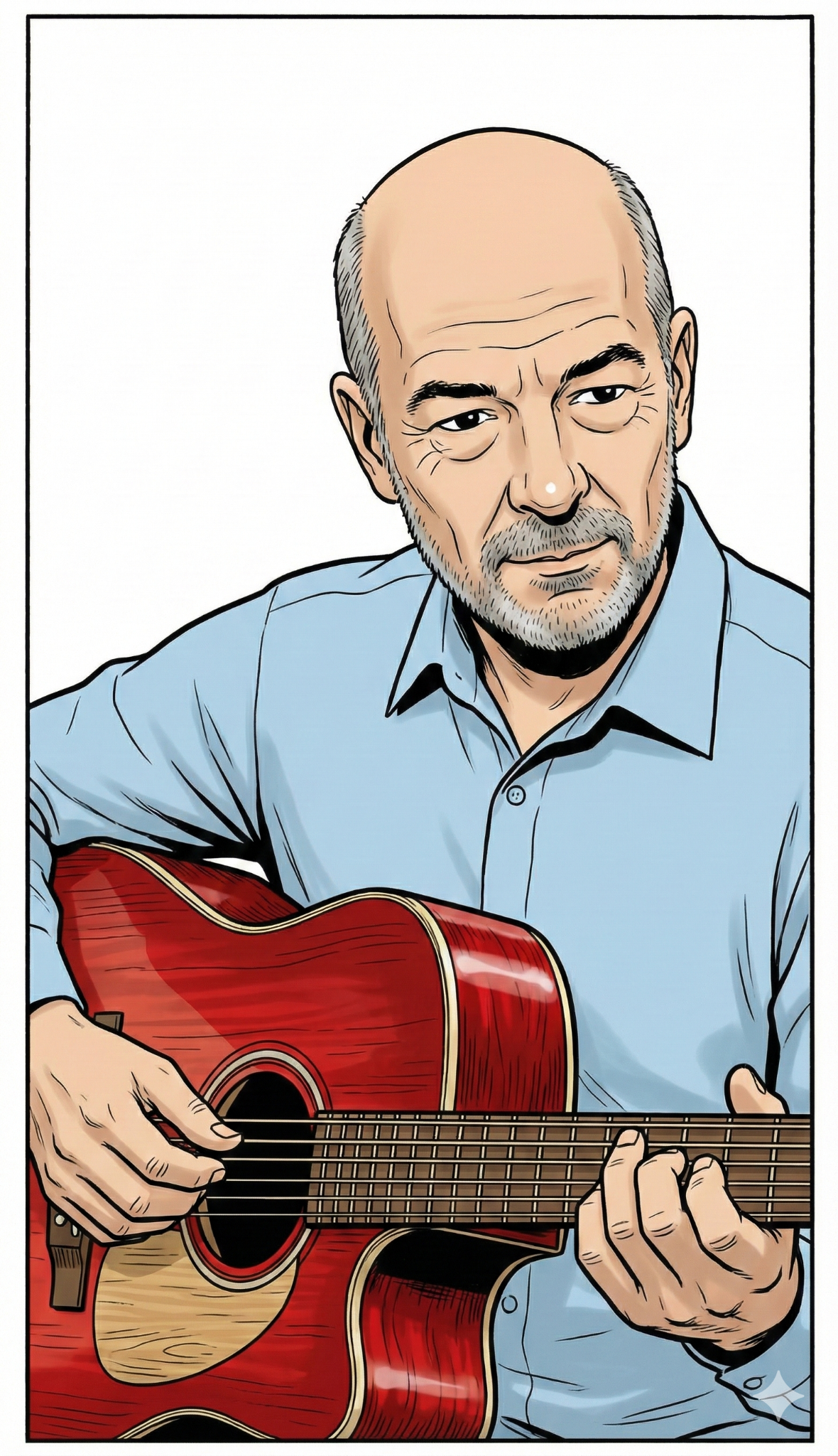Illustration von Michael Fischer mit einer Gitarre